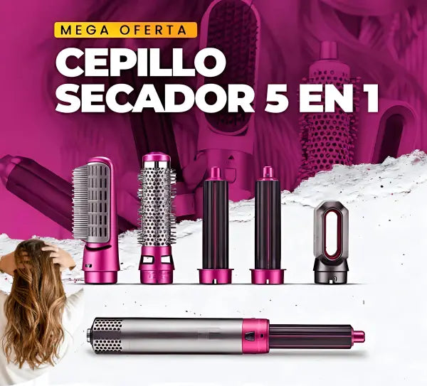 Cepillo secador 5 en 1 alisador de pelo. Envío gratis. Paga al recibir